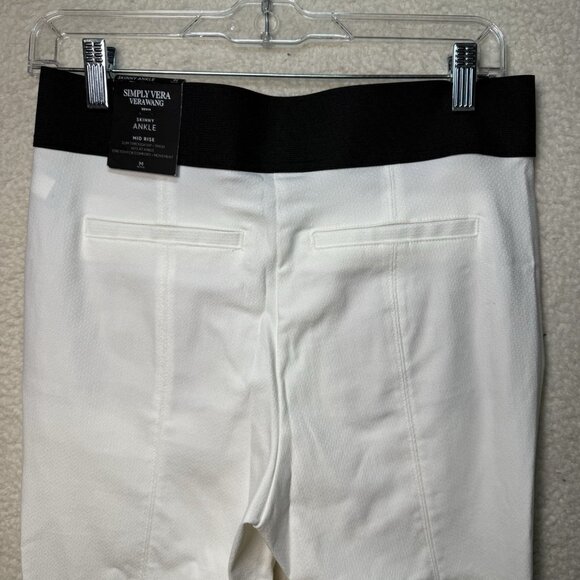 Simply Vera Vera Wang Skinny Ankle Mid Rise Pants Medium Petite White Stretch - Picture 2 of 8